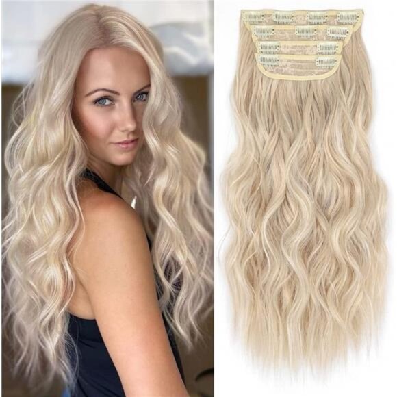 4PCS Clip in Hair Extensions, Blonde 02